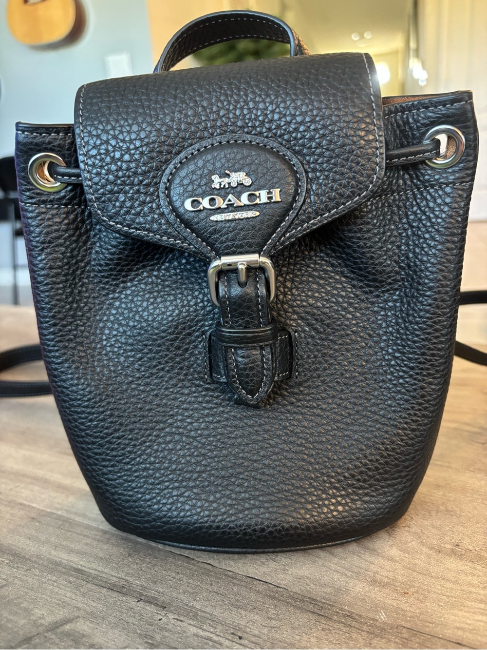 Coach Black Pebbled Leather Mini Backpack